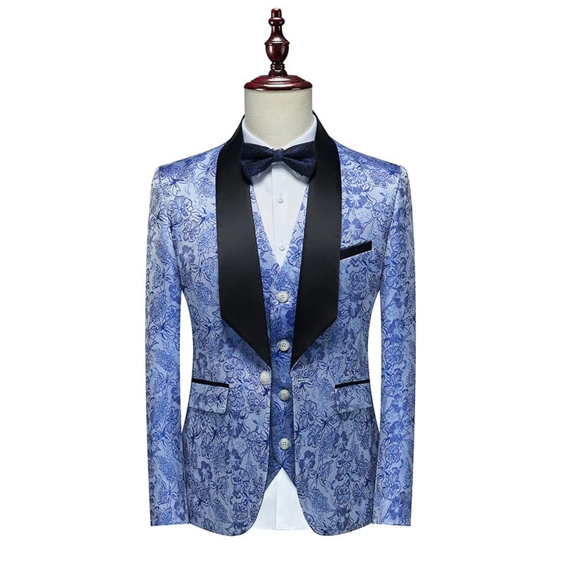SHOWLU Men's British three-piece wedding suit with slim fit vest, trousers, and jacket, ideal for formal and wedding occasions.