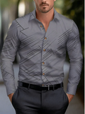 SHOWLU Men's striped long sleeve Hawaiian dress shirt with lapel, casual button-up style, available in multiple colors for vacation and casual wear.