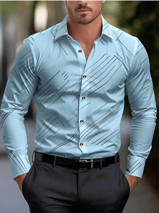 2024 Men's Shirts 10 Colors Long Sleeve Striped Lapel Hawaiian Vacation Button Clothing Fashion Casual Comfortable XS - 6XL - SHOWLU FASHION STORE