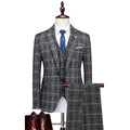 Showlu Men's slim fit three-piece suit with single-breasted tuxedo jacket, vest, and trousers, ideal for weddings and formal events.