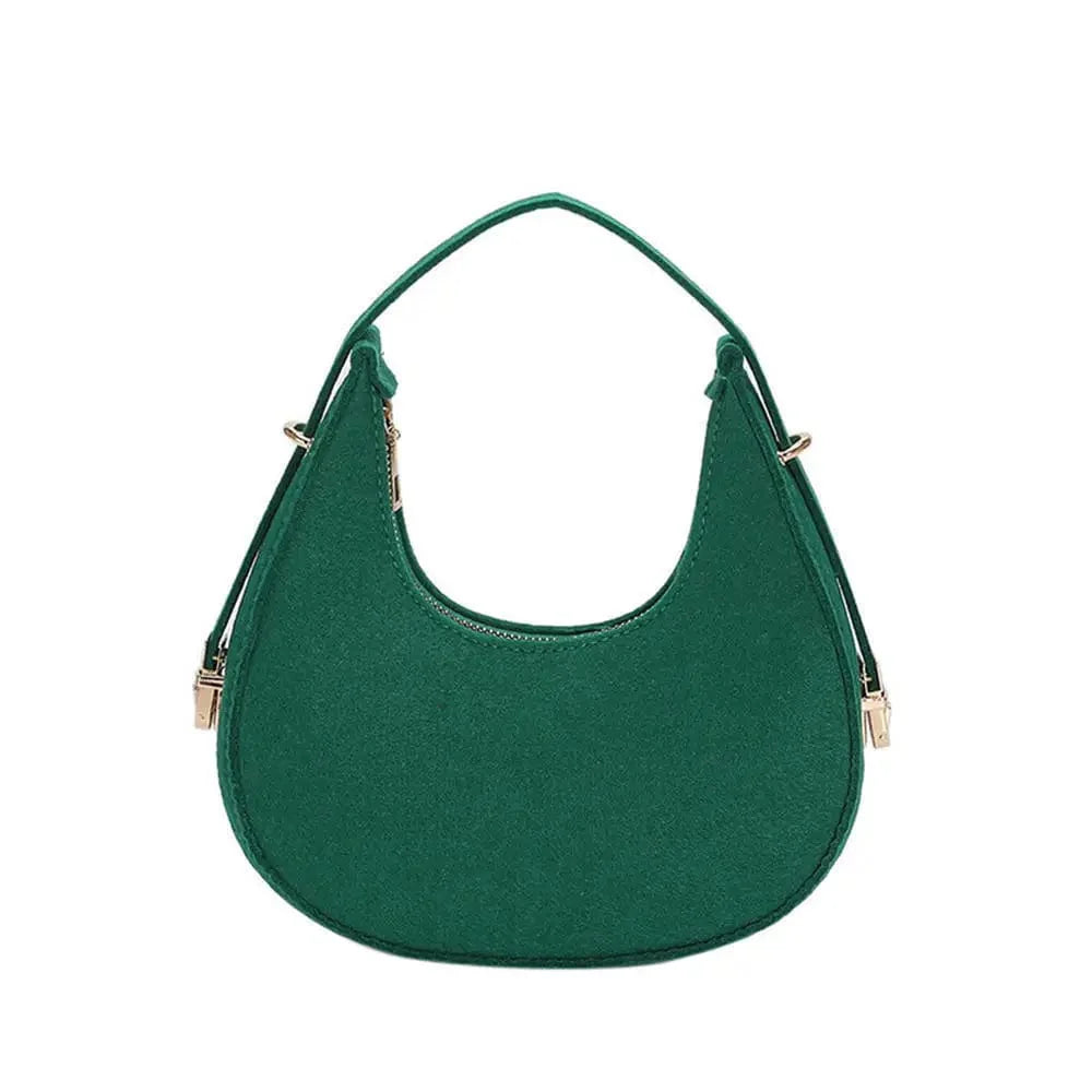 SHOWLU FASHION women's felt alligator pattern shoulder bag with small handle, underarm design, and crescent shape.