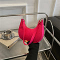 SHOWLU FASHION women's felt alligator pattern shoulder bag with small handle, underarm style, and crescent shape.