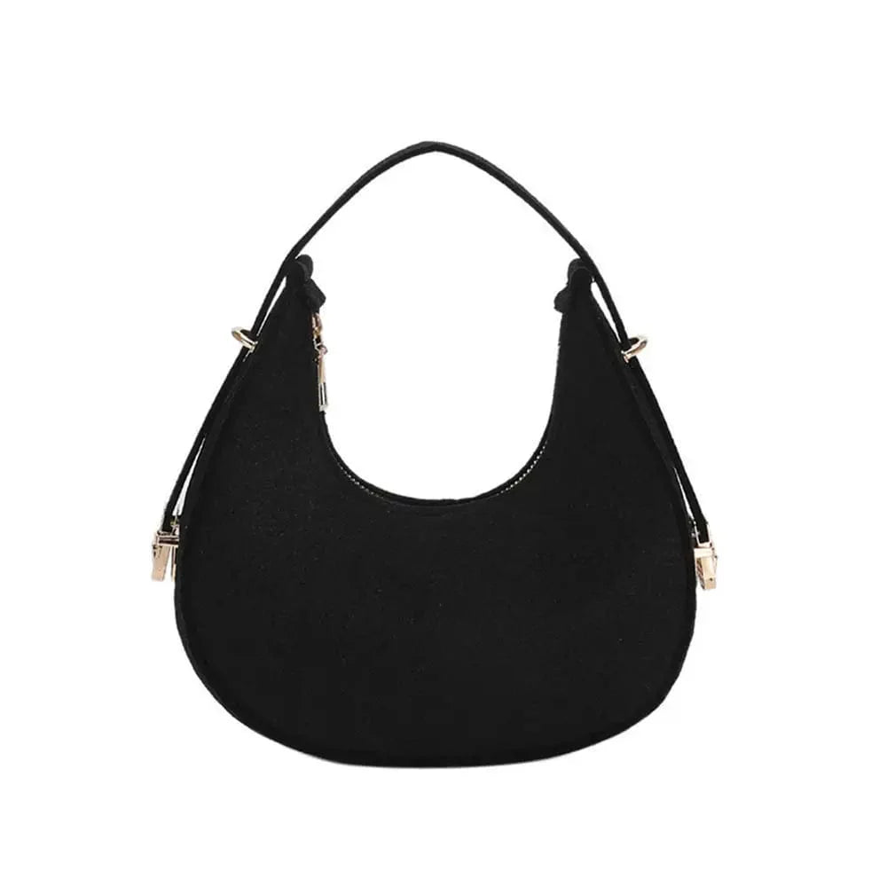 SHOWLU FASHION women's felt alligator pattern shoulder bag with small handle, underarm design, and crescent shape for stylish carry.