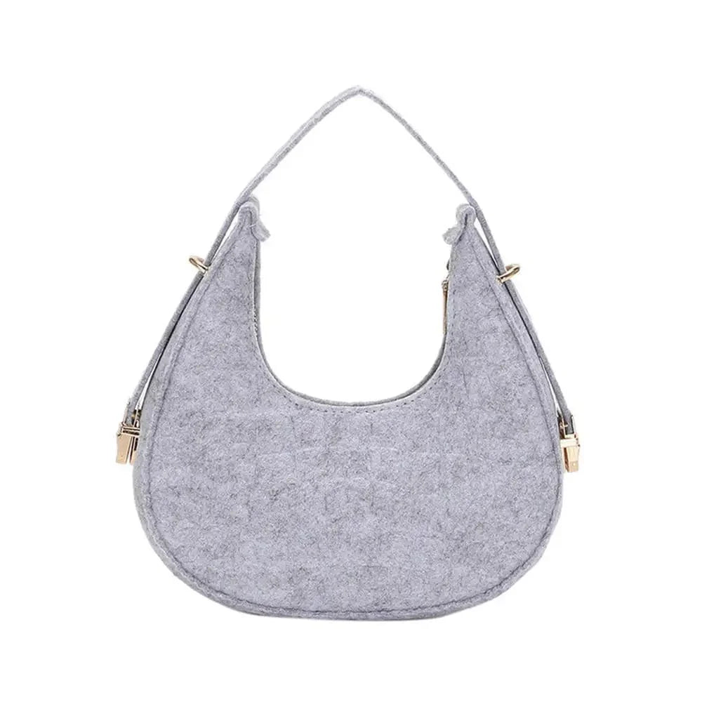 SHOWLU FASHION Women's felt shoulder bag with alligator pattern, small handle, underarm style, crescent shape, and clutch design.