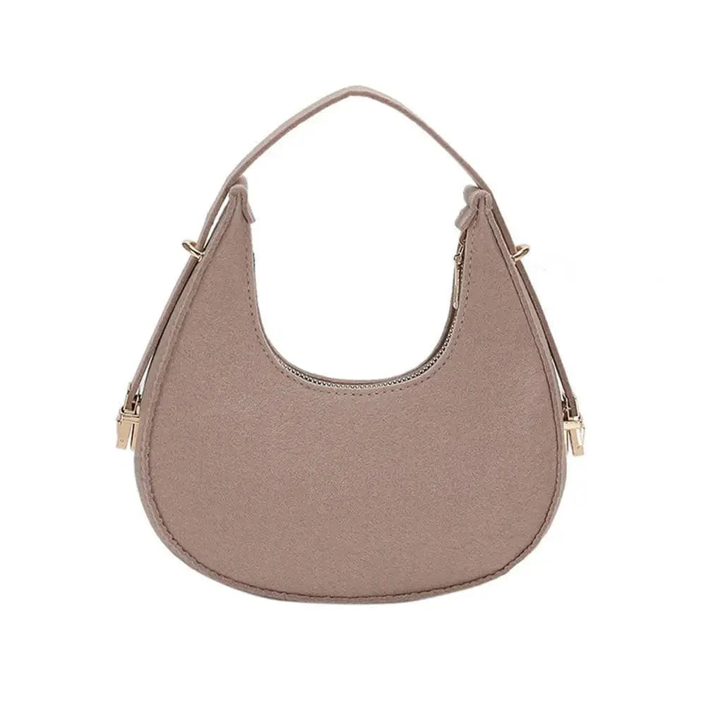 SHOWLU FASHION women's felt alligator pattern shoulder bag with small handle, underarm design, and crescent shape for stylish wear.