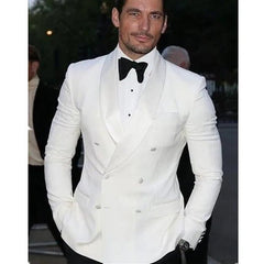 2024 New Arrival White Paisley Mens Suits Groom Tuxedos Groomsmen Wedding Party Dinner Best Man Suits (Coat+Pants+Bow) - SHOWLU FASHION STORE