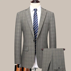 2024 New Fashion Business Casual Suit (suit + Trousers) Wedding Trend Checkered Handsome Boutique Two - piece Set Polyester - SHOWLU FASHION STORE