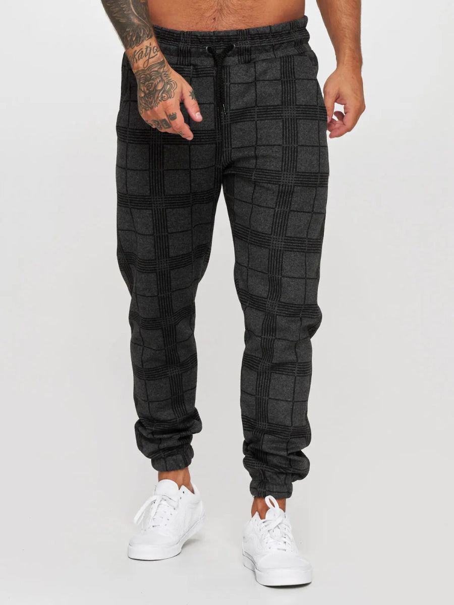 2024 New Fashion Men Pants Mid Waist Slims Fit Male Sweatpants Plaid Checkered Side Stripe Trousers Summer Work Casual Pants - SHOWLU FASHION STORE