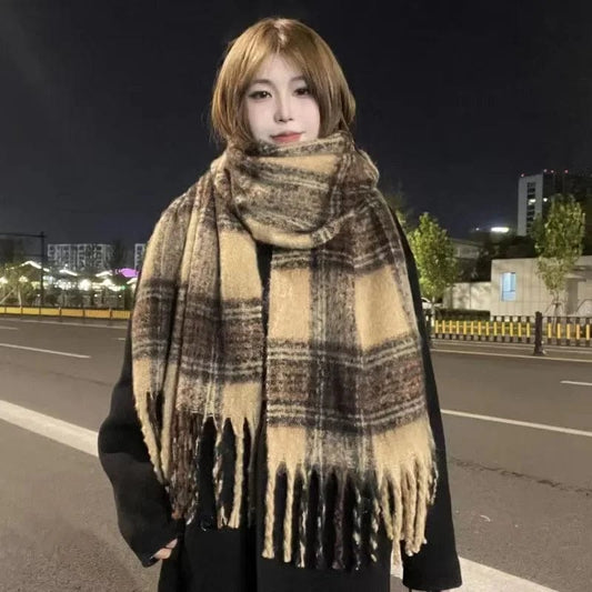 2024 New Fashion Winter Plaid Scarf Female Autumn and Winter Everything New casual Classic Imitation Cashmere Plaid Sha T355 - SHOWLU FASHION STORE