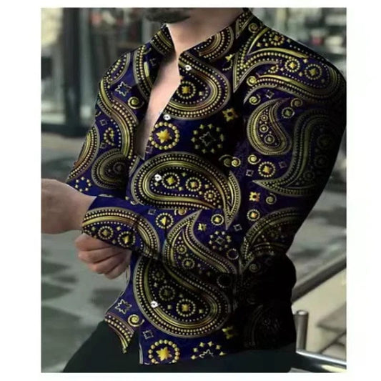 2024 New Fashionable 3D Multiple Stripe Men's Button Collar Shirt Business Office Men's Comfortable Top - SHOWLU FASHION STORE