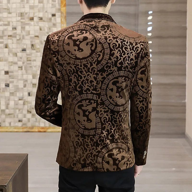 2024 New Mens golden velvet boutique fashion handsome casual hot gold trend autumn and winter suit coat with men small suit coat - SHOWLU FASHION STORE