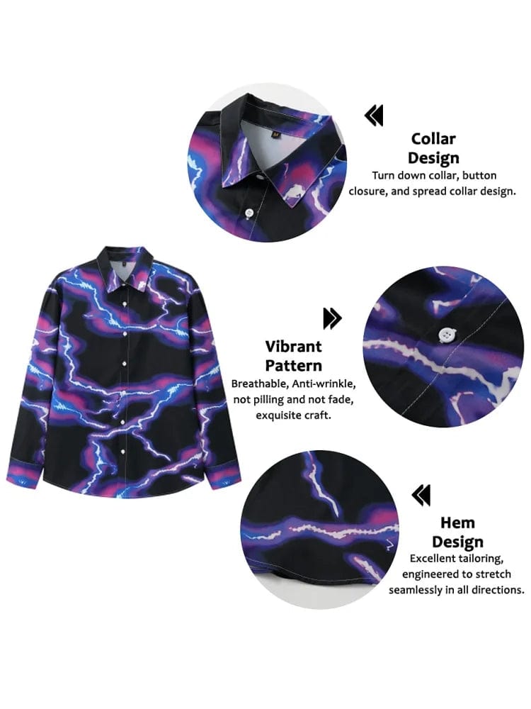 2024 New Men's Retro Fashion Classic Shirt Four Seasons Essential Casual Lapel Button Down Shirt Men's Ethnic Print Party Shirt - SHOWLU FASHION STORE
