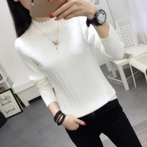 2024 NEW Winter Women Cashmere Sweater Half - high Collar Pullover Bottom Knit Sweater Short Style In Autumn And Winter Sweater - SHOWLU FASHION STORE