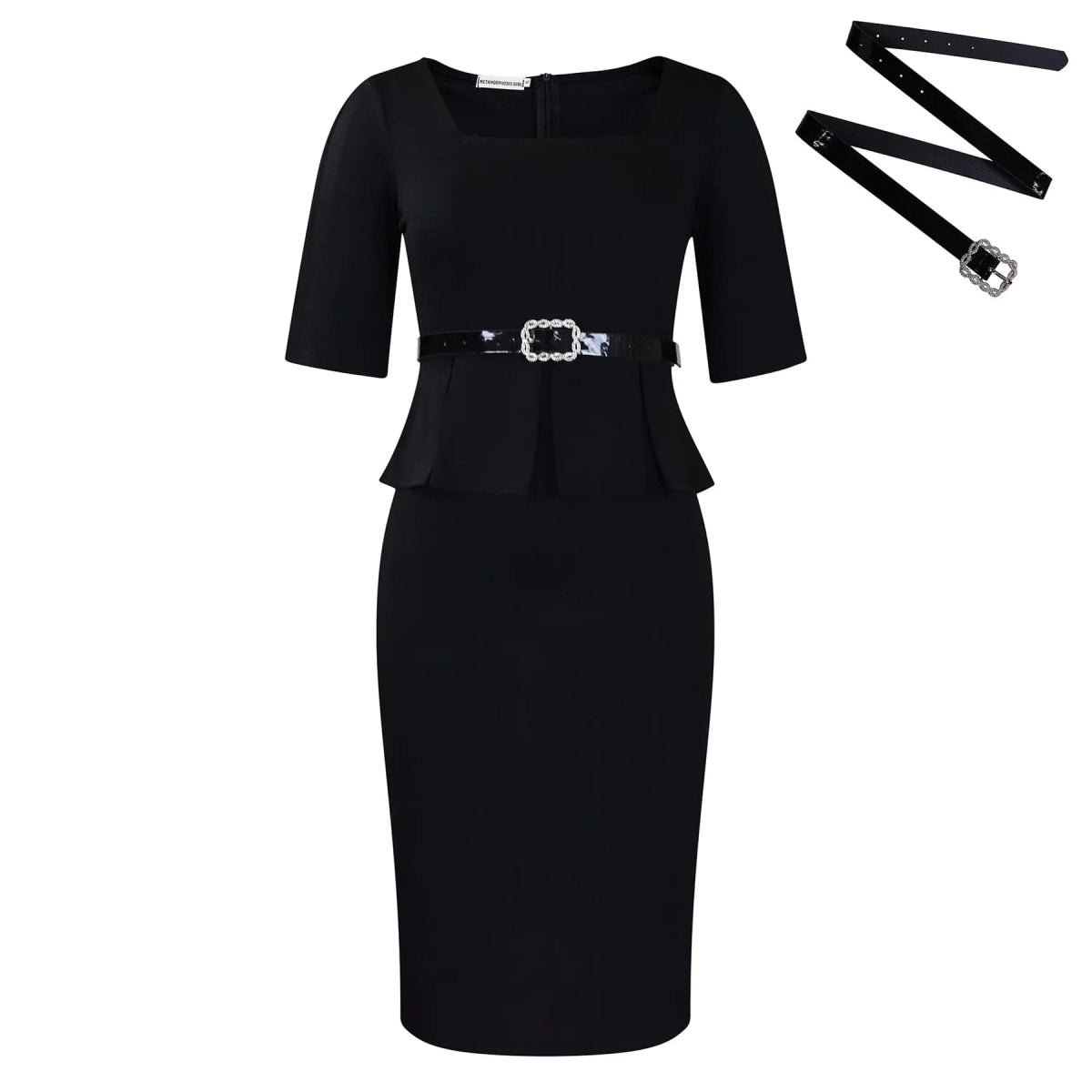 2024 new women's lapel fashion temperament short - sleeved ruffled waist dress - SHOWLU FASHION STORE