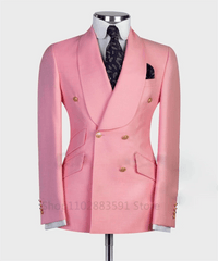 2024 Suit For Mens Groom's Wedding 1 Pieces Slim Fit Blazer Wide Shawl Lapel Luxury Men Suit Custom Made Tuxedo Gold Button - SHOWLU FASHION STORE