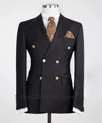 2024 Suit For Mens Groom's Wedding 1 Pieces Slim Fit Blazer Wide Shawl Lapel Luxury Men Suit Custom Made Tuxedo Gold Button - SHOWLU FASHION STORE
