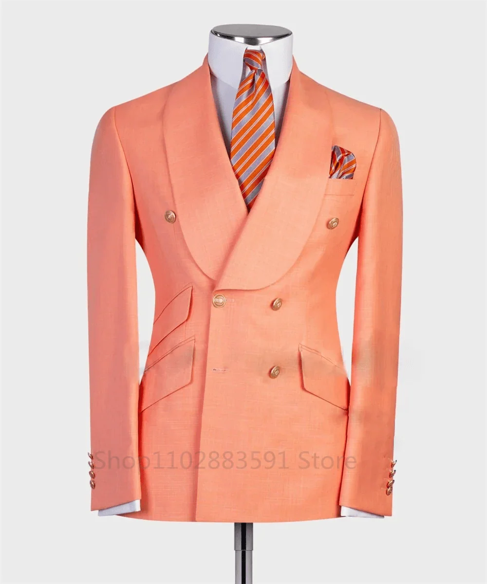 Slim fit men's wedding tuxedo blazer with wide shawl lapel, gold buttons, luxury design, from SHOWLU FASHION STORE