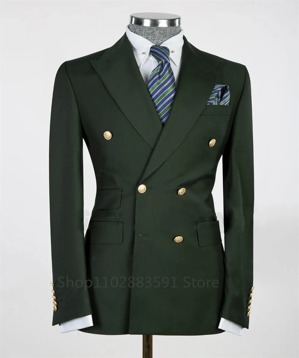 Slim fit men's wedding tuxedo by SHOWLU FASHION with wide shawl lapel, luxury blazer, gold buttons, perfect for grooms.