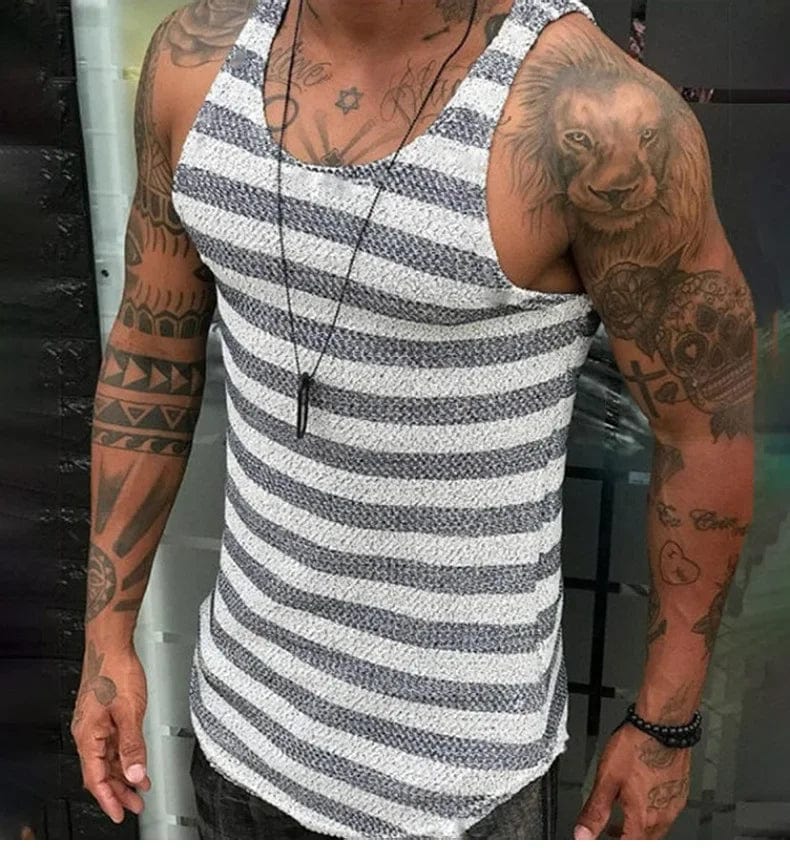 2024 Summer Men's Solid Sleeveless Knit Vest Fashion New Hollow Out Design Sport Tops Male Casual Fitness Tank Tops Gym Hombre - SHOWLU FASHION STORE