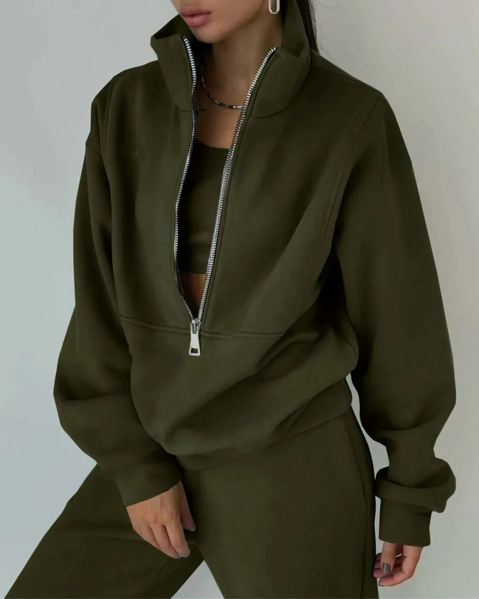 Shuangfuxiang women's knit tracksuit set by SHOWLU FASHION STORE, stylish warm two-piece sports suit for autumn and winter.
