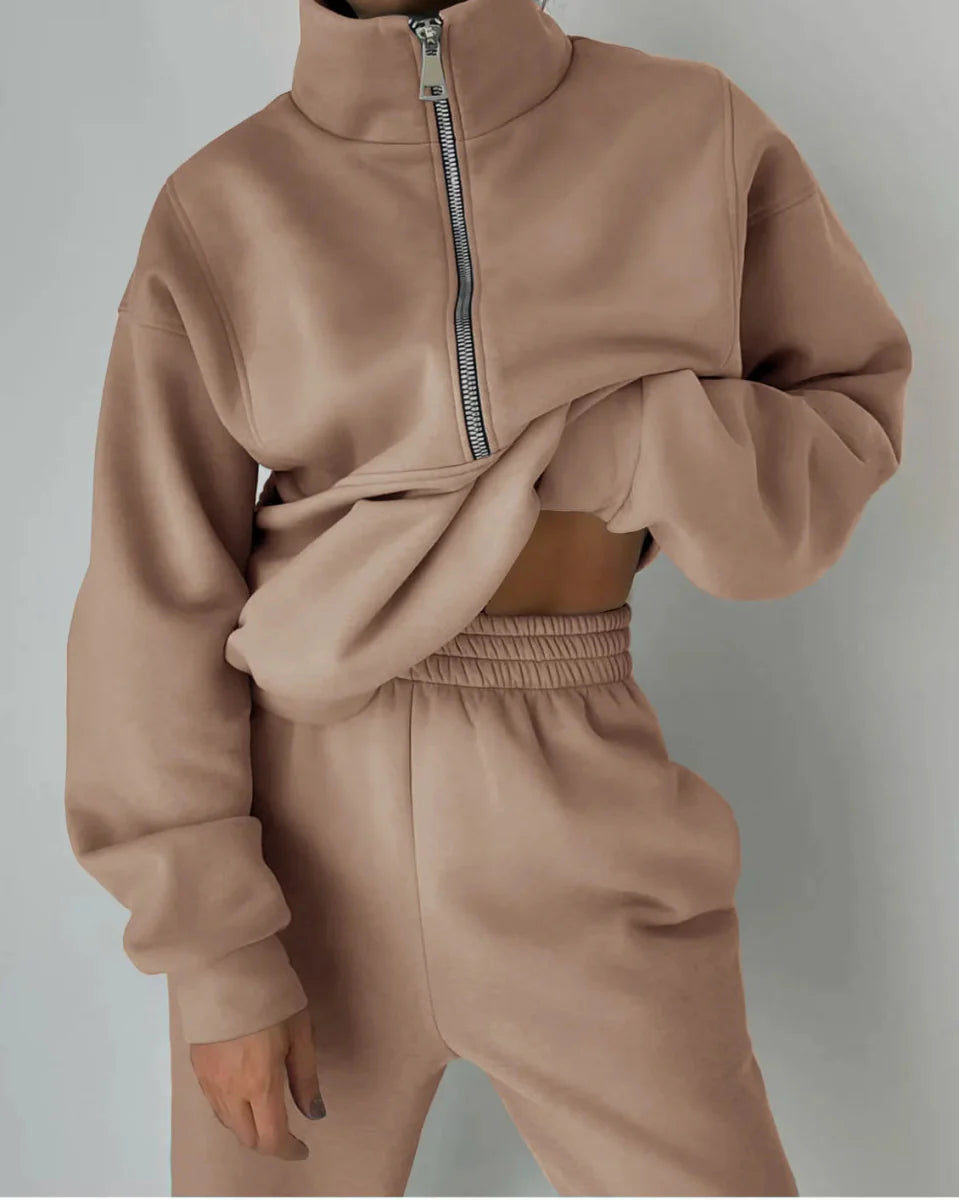 Shuangfuxiang women's knit tracksuit set by SHOWLU FASHION STORE, stylish warm two-piece sports suit for autumn and winter.