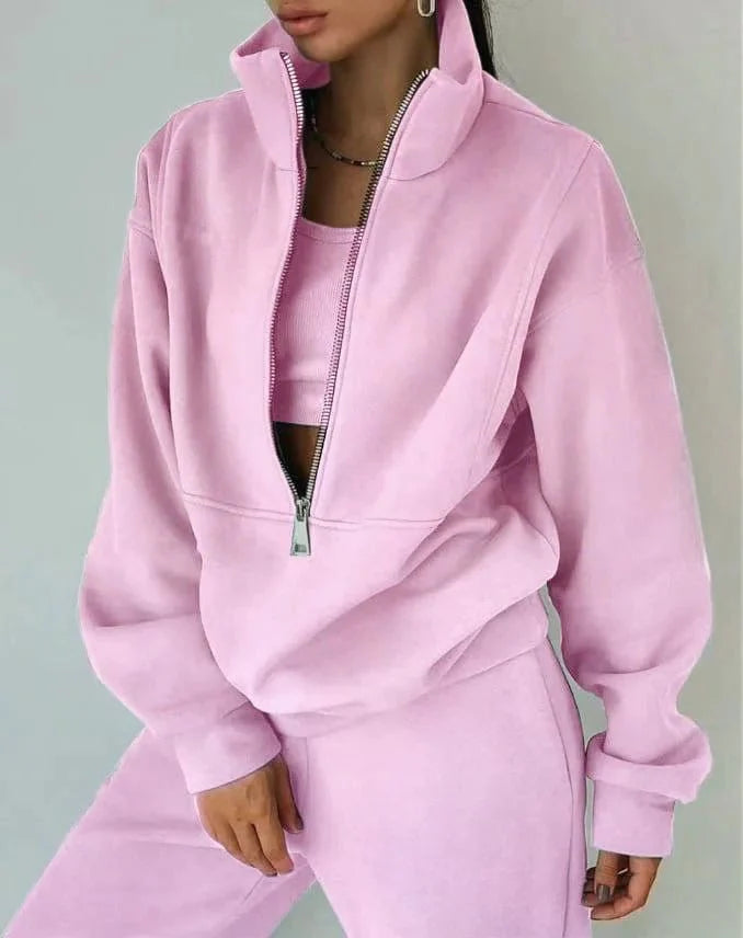 Shuangfuxiang women's knit tracksuit set by SHOWLU FASHION STORE, stylish warm two-piece sports suit for autumn and winter.