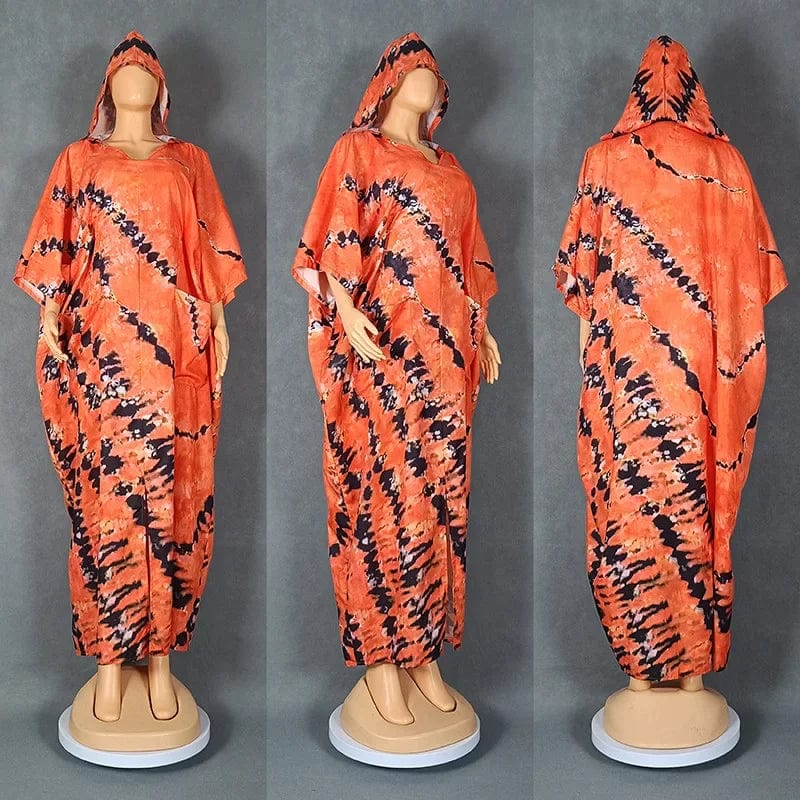 African Dashiki Ankara maxi dress with vibrant patterns, traditional Muslim kaftan style, long flowing gown for women.