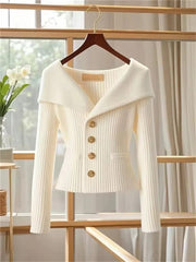 2025 Spring Autumn New Women Short Cardigan Sweater High Quality Chic Long Sleeve Casual Knitwear Female Bottoming Shirts Tops - SHOWLU FASHION STORE