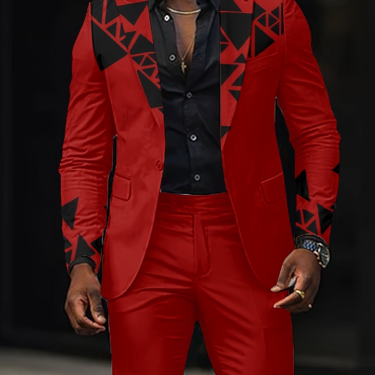 Men's SHOWLU FASHION slim fit suit jacket with bold striped pattern, stylish for nightclub, wedding, or special occasions.