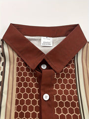 [Trendy Retro Outfit Set] Trendy Geometric Print Retro Outfit Set | Men's Loose-Fit Casual Attire