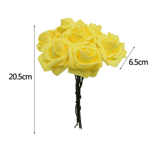 20pcs 6cm Gold Silver Rose Flower Head Glitter Foam Artificial Flowers Rose Bouquet DIY Wreath Wedding Decoration Decor Supplies - SHOWLU FASHION STORE