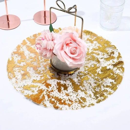 20pcs Gold Round Foil Table Mat Table Place Mats Tea Dining Tableware Mats Pads Wedding Birthday Home Party Table Decoration - SHOWLU FASHION STORE