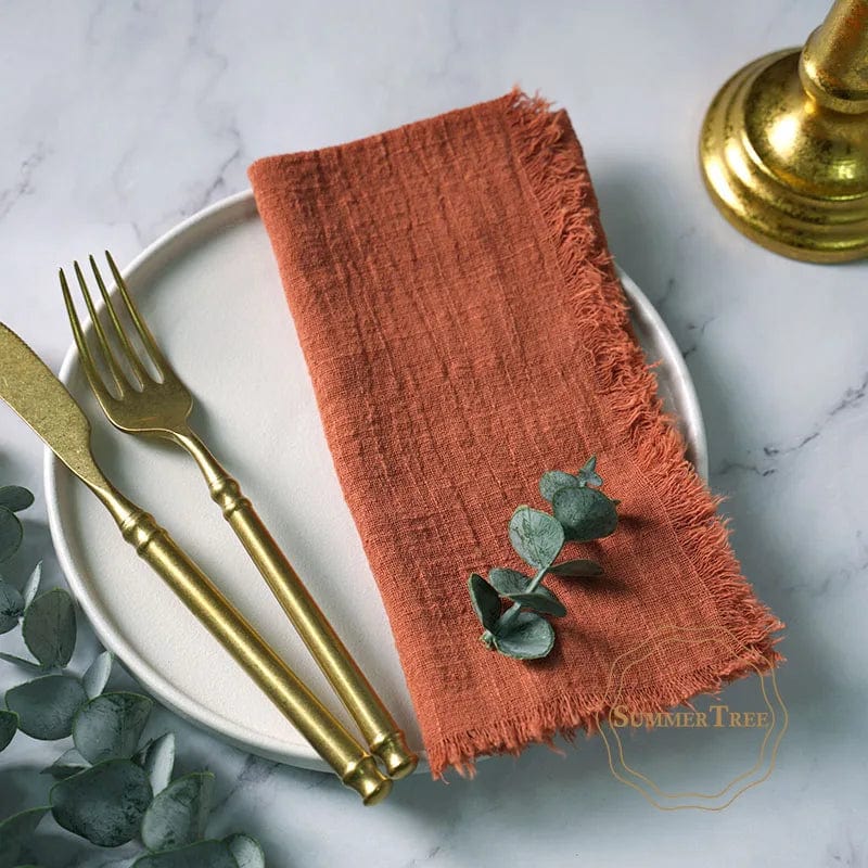 20PCS Napkins 41x41CM Cotton Cloth Gauze Retro Burr Rustic Kitchen Tea Towel Wedding Party Dinner Christmas Napkin Table Decor - SHOWLU FASHION STORE