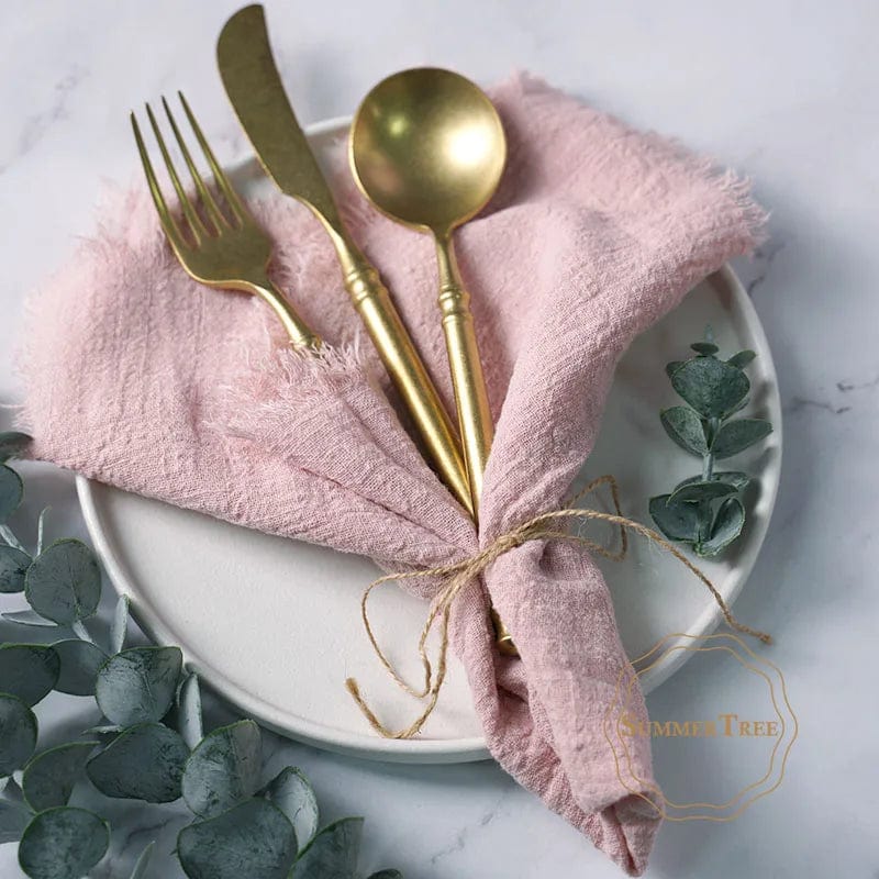 Set of 20 Summertree Cotton Gauze Napkins featuring rustic retro design, ideal for kitchen, tea, or wedding table decor.
