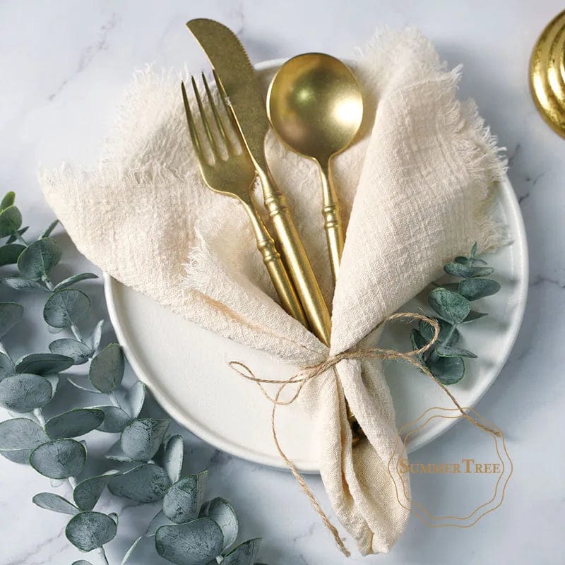 Set of 20 Summertree Cotton Gauze Napkins, rustic retro tea towels, 41x41cm cotton cloth for kitchen, wedding, or dinner table decor.
