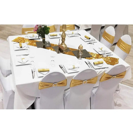 20pcs/Lot Metallic Gold Silver Chair Bands Wedding Chair Decoration Spandex Chair Sashes Bow For Party Event Hotel Banquet Home - SHOWLU FASHION STORE