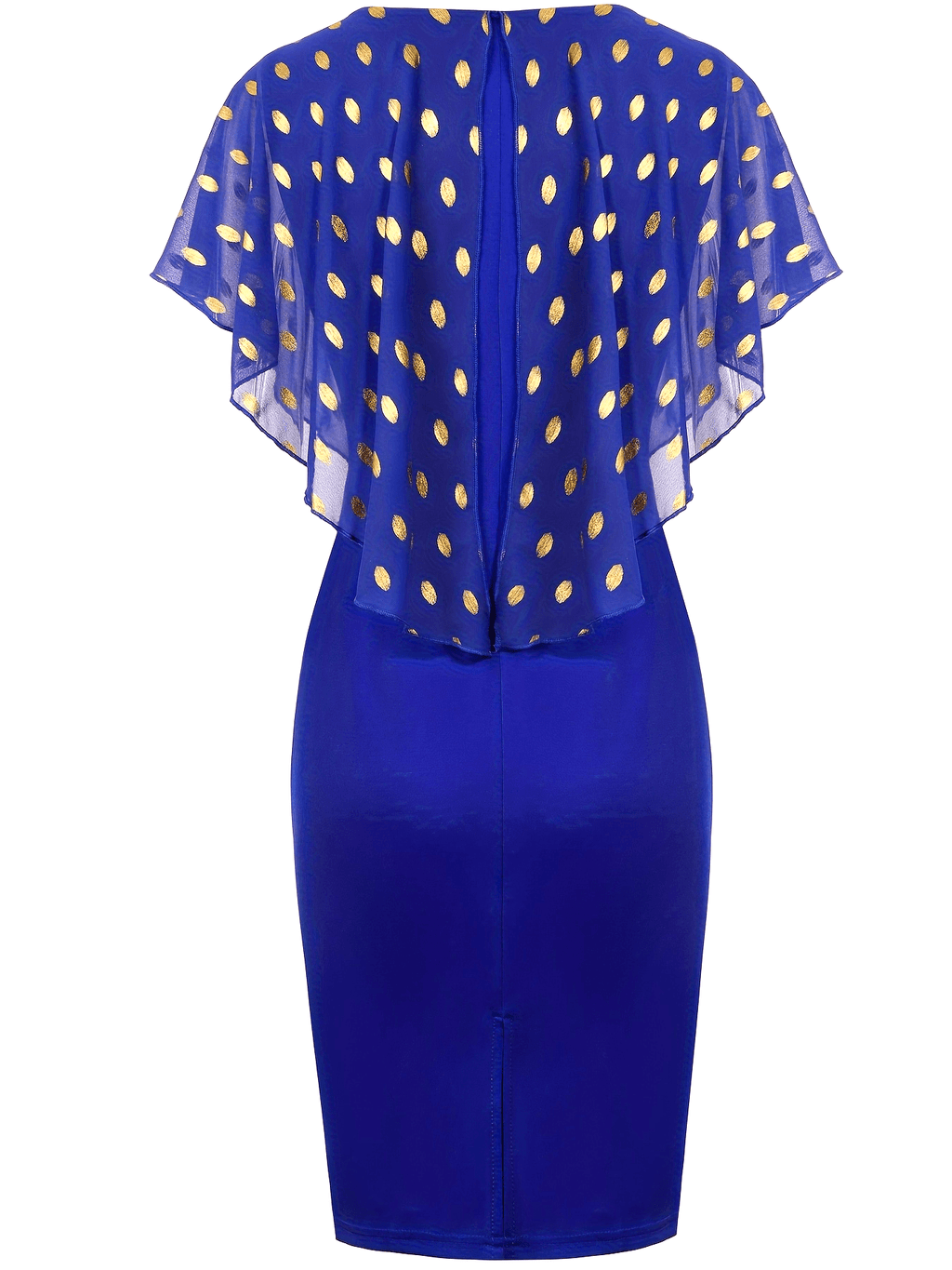 SHOWLU Polka Dot V-Neck Pencil Dress for women, made of polyester knit fabric, featuring a fitted silhouette and polka dot pattern.