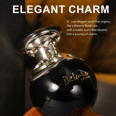 1pcs Belara Women's Black Gold Perfume - Apple-shaped bottle, fresh bergamot, orange blossom and vanilla flavoring, 3-5% concentration, luxury fragrance gift, elegant packaging, high-end quality packaging