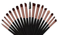Rose gold makeup brush set with 22 premium synthetic brushes, ideal for makeup application and detailed cosmetic work.