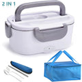 Showlu 2-in-1 electric lunch box with stainless steel interior, portable food warmer for home and car use, leakproof design.