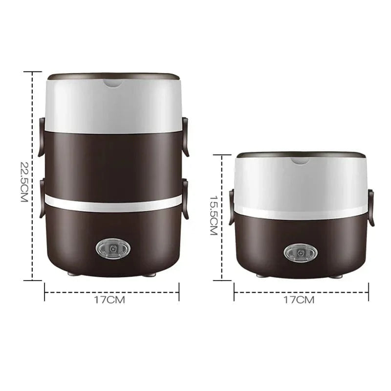 SHOWLU stainless steel mini rice cooker and lunch box, portable 2L electric food warmer for home or workplace use