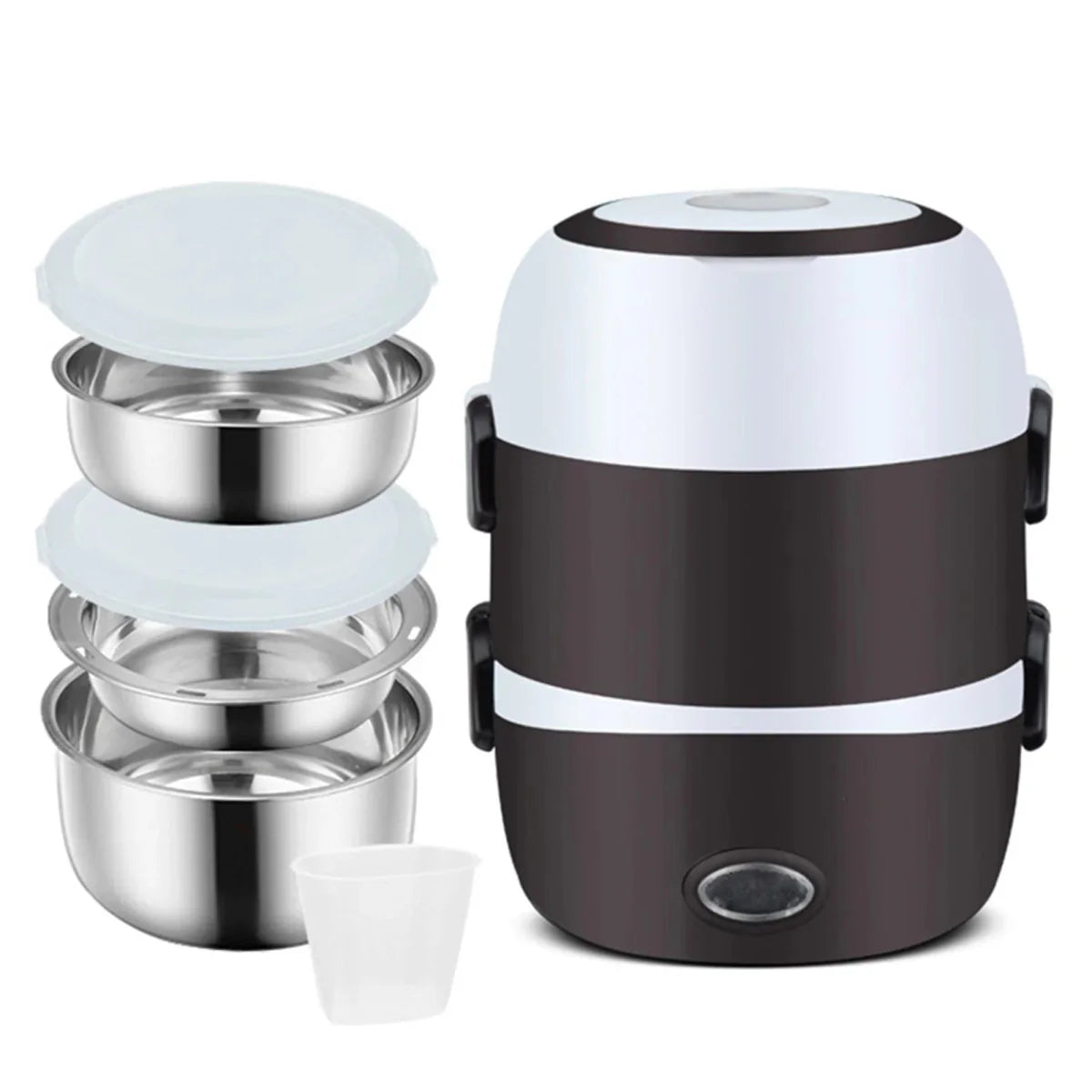 Showlu Fashion Store Aleekit portable electric lunch box with 2L stainless steel rice cooker and food warmer for home, office, or school.
