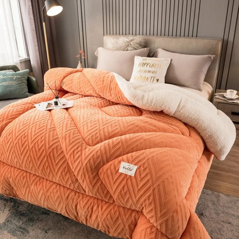 220x240 5kg Super Warm Lamb Wool Quilt Winter Thickened Cotton Quilt Warm Cotton Double Sided Velvet Soft Extra Large Blanket 이불 - SHOWLU FASHION STORE