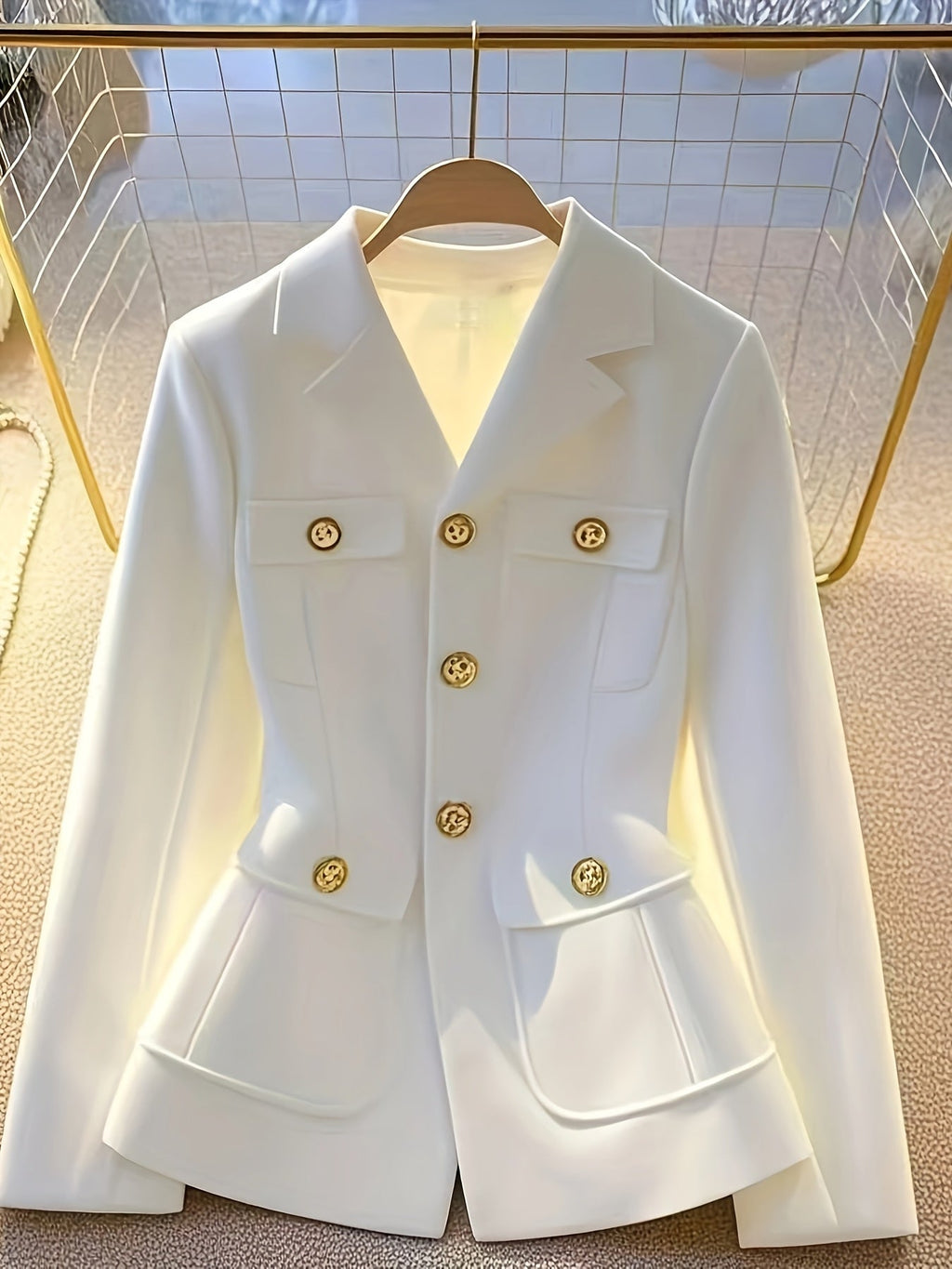 Women's lightweight luxury coat with solid lapel by SHOWLU FASHION, elegant and stylish for sophisticated winter or fall wear.