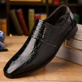 Black crocodile texture pointed-toe loafers for men by SHOWLU FASHION STORE, stylish and elegant men's dress shoes