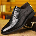 SHOWLU Men's plaid formal shoes with pointed toe and lace-up design, stylish business oxford footwear for men.