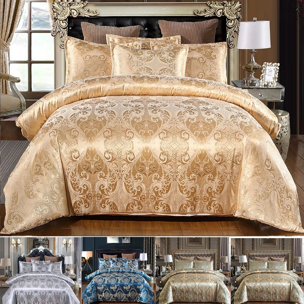 2/3Pcs Set of Light Luxury Bedding Home Textile European Satin Jacquard Bedding Set Duvet Cover Pillowcase Juego De Ropa De Cama - SHOWLU FASHION STORE