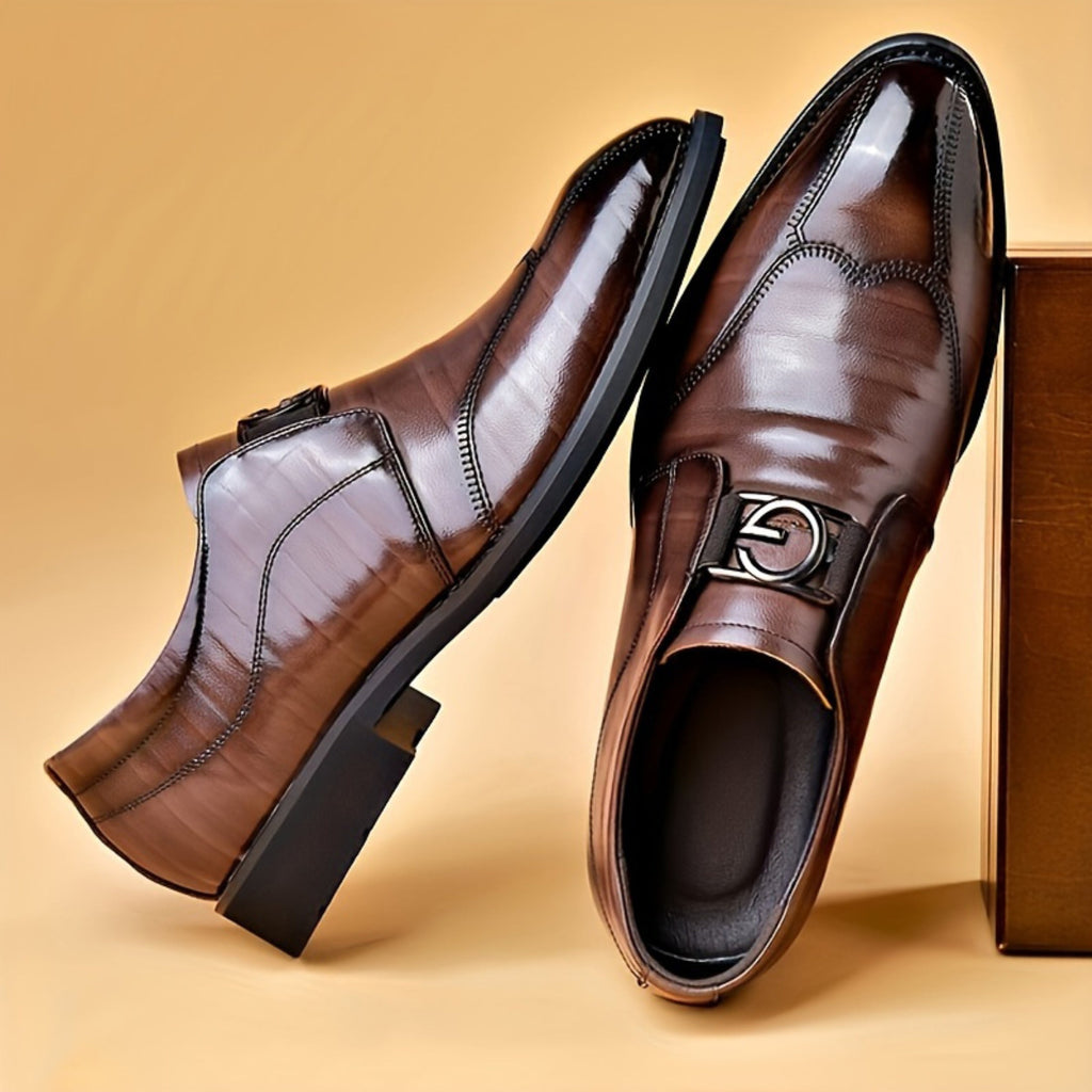 SHOWLU FASHION men's patent leather Oxford loafers with glossy finish, classic dress shoes for formal occasions.