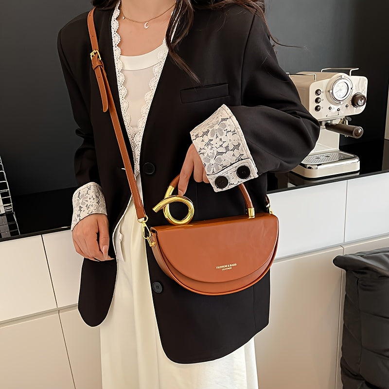 SHOWLU FASHION women's large capacity crossbody bag in elegant PU saddlebag style with adjustable strap and spacious interior.