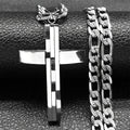 Showlu Men's layered cross necklace with 18K gold plated stainless steel, featuring multiple chain layers and a cross pendant.